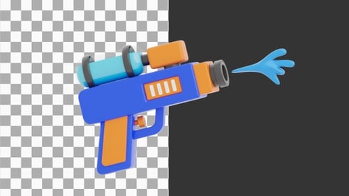 3D Animation of Water Gun 2 | Alpha Channel