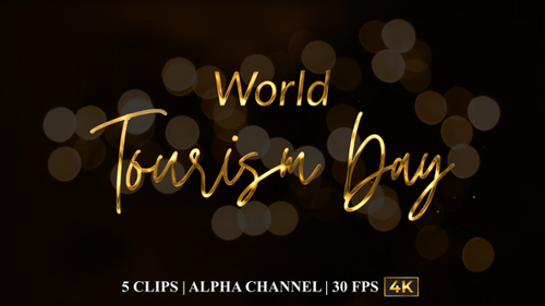 Animação de texto do Dia Mundial do Turismo