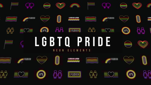Vibrant Neon LGBTQ Pride Animated Elements