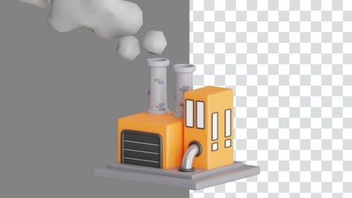Modern 3D Animated Industrial Factory Building