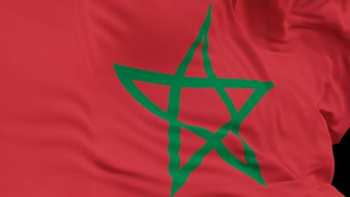 The Morocco with alpha channel waving in the wind in slow motion