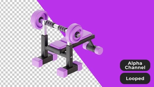 3D Animated Gym Bench Press | Alpha Channel