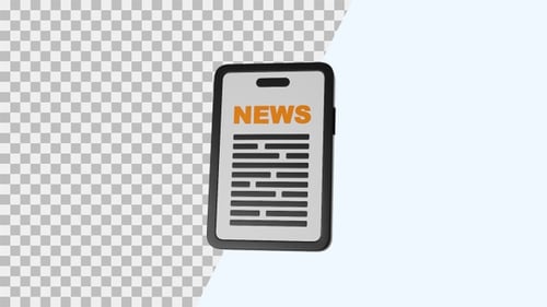 3D Smartphone Displaying Digital News Animation