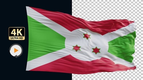 Realistic Burundi National Flag Waving Animation