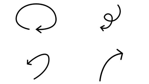Doodle Arrows Handgezeichnete Richtungsbewegung, Aktualisierungszeiger