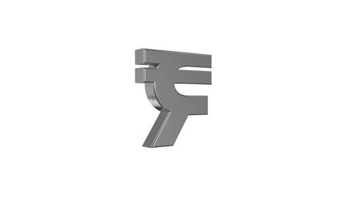 3D Metallic Indian Rupee Symbol Rotation