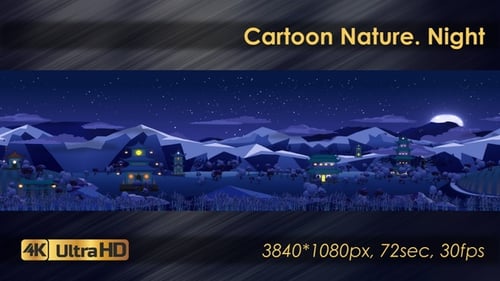 Animated Moonlit Mountain Landscape with East Asian Temples