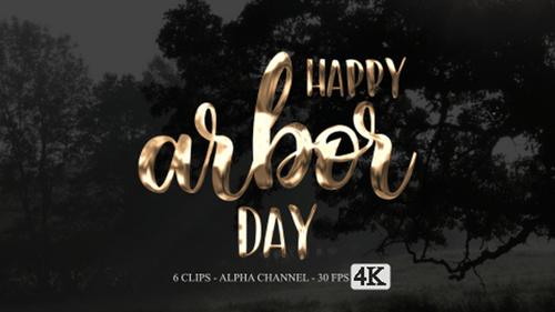 Fluid Metallic Happy Arbor Day Title Reveal Animation