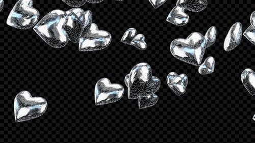 Silver Hearts Falling Seamless Loop Background
