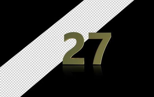 Golden 3D Counting Numbers Animation with Alpha Channel