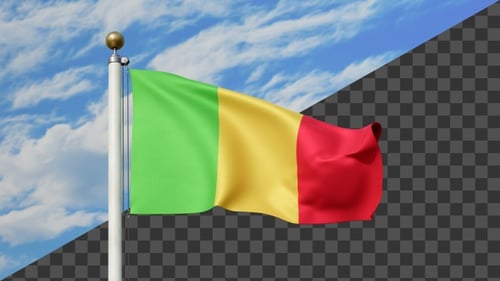 Realistic Waving Flag of Mali in Smooth Loop