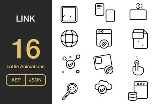 Animated Flat Design Link Icons Pack for UI UX