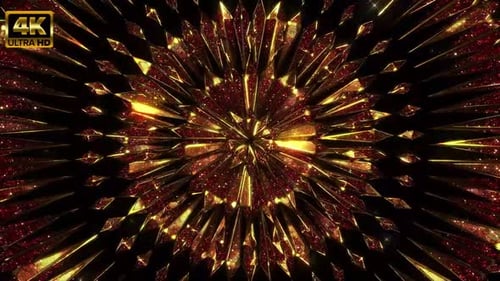 Golden Abstract Geometric Glittering Starburst Loop Background