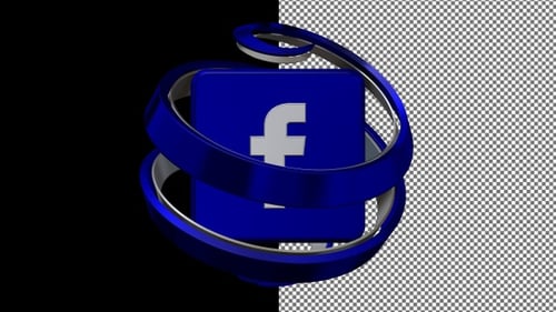 Rotating Facebook Button in Original Style, Alpha Channel, Exclusive, 3D Render, Unique Design