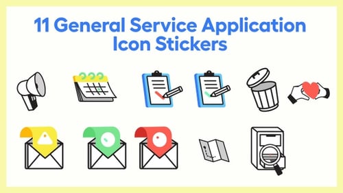 11 General Icon Stickers with transparent background