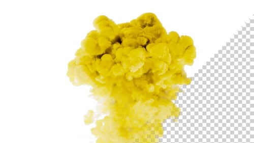 Abstract Yellow Fluid Smoke Burst Element with Transparency