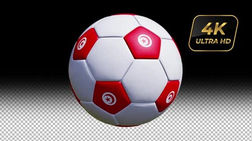 3D Rotating Football with Tunisia Flag Design