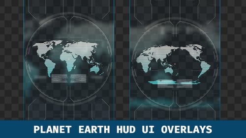 Vertical Futuristic HUD Display with Animated World Map