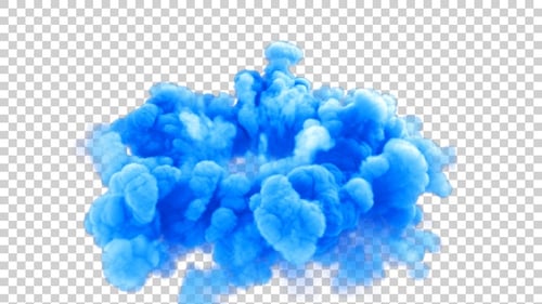 Vibrant Blue Smoke Cloud Burst Element Animation