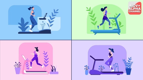Treadmill Running Girl Explainer | Motion Graphics, Overlays Motion ...