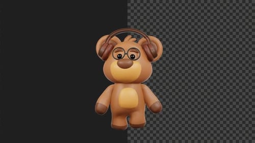 3D Cute Bear Walking Animation | Adorable Loop 4K Transparent