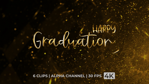 Happy Graduation Metallic Text Animations