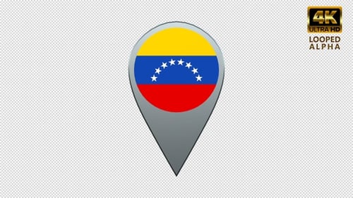 3D Spinning Venezuela Flag Location Pin Animation