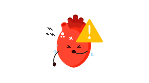 Animated Distressed Heart Character With Warning Sign