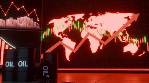 Global Oil Market Rise with Digital Candlestick Chart