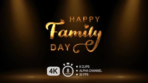 Fluid Golden Happy Family Day Text Reveal