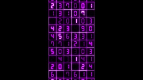 Vertical Purple Abstract Digital Numbers Background V5