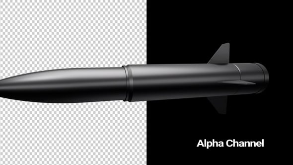 3D Metallic Missile Spinning on Black Background, Elements Motion ...