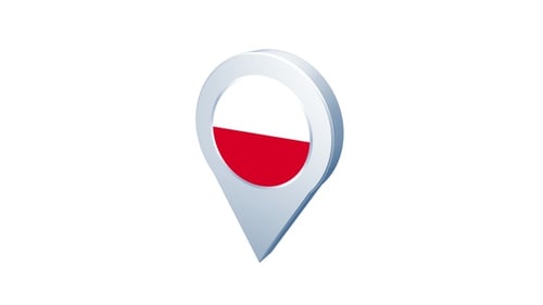 Animated 3D Location Pin with Poland Flag