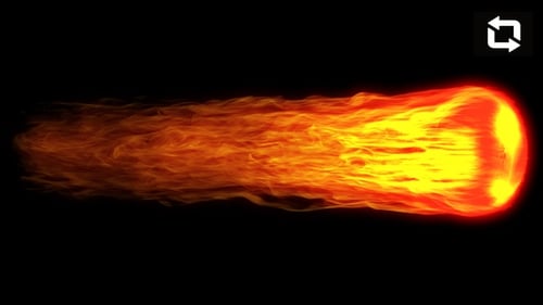 Fiery Comet Fireball with Fluid Burning Trail Effect Animation