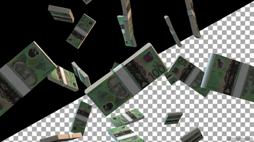 Falling Australian 100 Dollar Bills 3D Loop