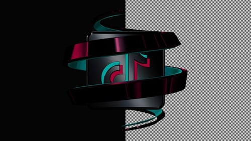Rotating TikTok Button in Original Style, Alpha Channel, Exclusive, Unique Design, 3D Render
