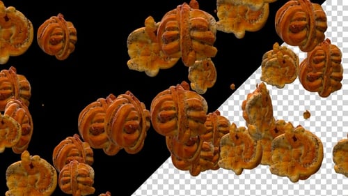 Realistic 3D Decorative Bread Loaves Falling Seamless Loop