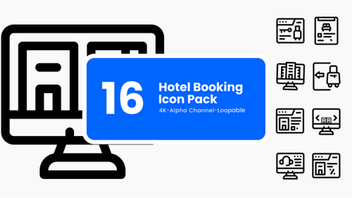 Animated Hotel Booking Line Art Icons Pack
