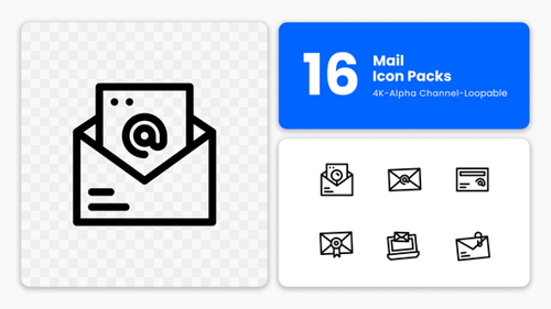 Animated Mail and Messaging Line Icons Pack