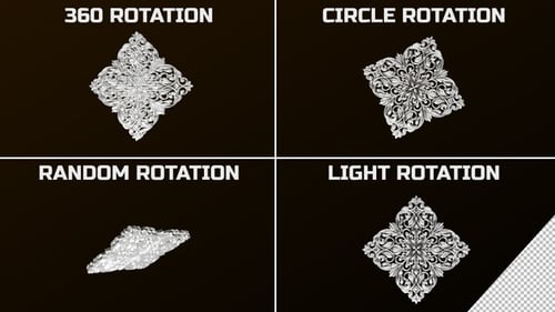 3D Glass Transparent White Abstract Ornament Islamic Arabic Loop 4 Packs In 1