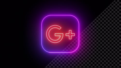 Pulsating Neon Google Plus Icon Social Media Animation