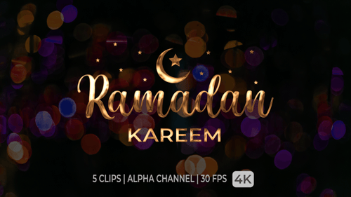 Elegant Ramadan Kareem Metallic Script Greeting Text Reveal