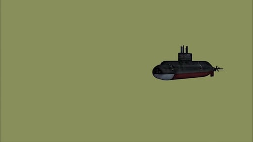 3D Submarine Sailing Across Screen Animation