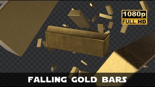 Fallende Goldbarren | Nahtlose Looping-Animation Regen fallender Goldbarren | Regenschleife aus Goldbarren