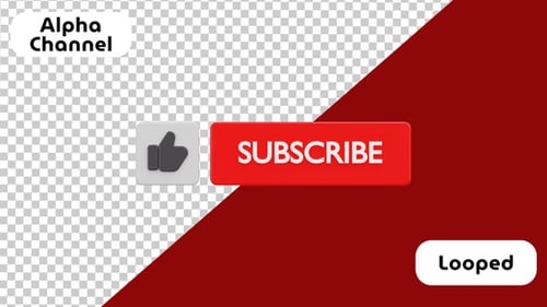 3D Subscribe and Like Button for Social Media | Alpha Channel