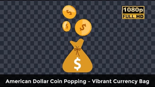 Animated Money Bag with Falling Dollar Coins