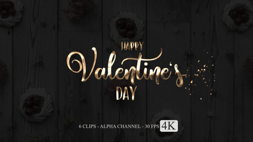 Animated Metallic Calligraphic Happy Valentine's Day Text Reveals