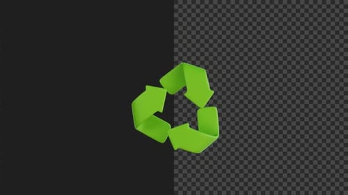 3D Green Recycling Symbol Rotation Animation
