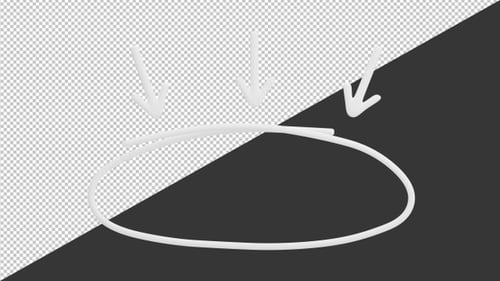 3D Hand-Drawn Arrows Pointing to a Circle | Alpha Channel