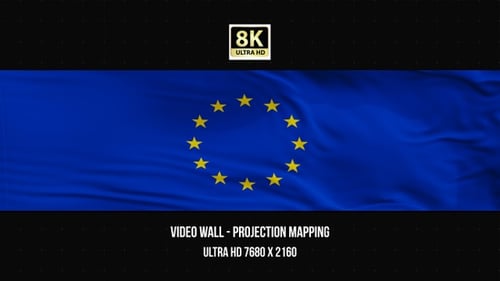 Waving European Union Flag 8K Video Wall Background